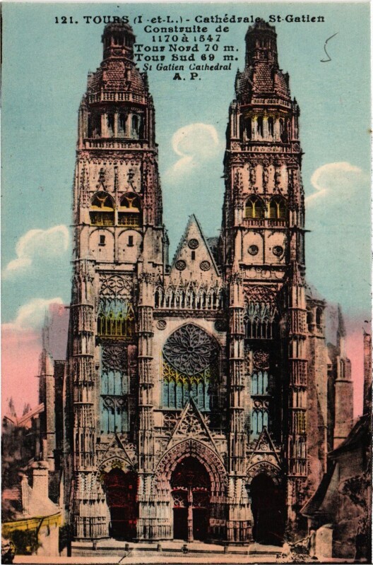 Carte postale ancienne Tours Cathedrale Saint-Gatien à Tours