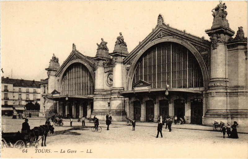 Carte postale ancienne Tours la Gare à Tours