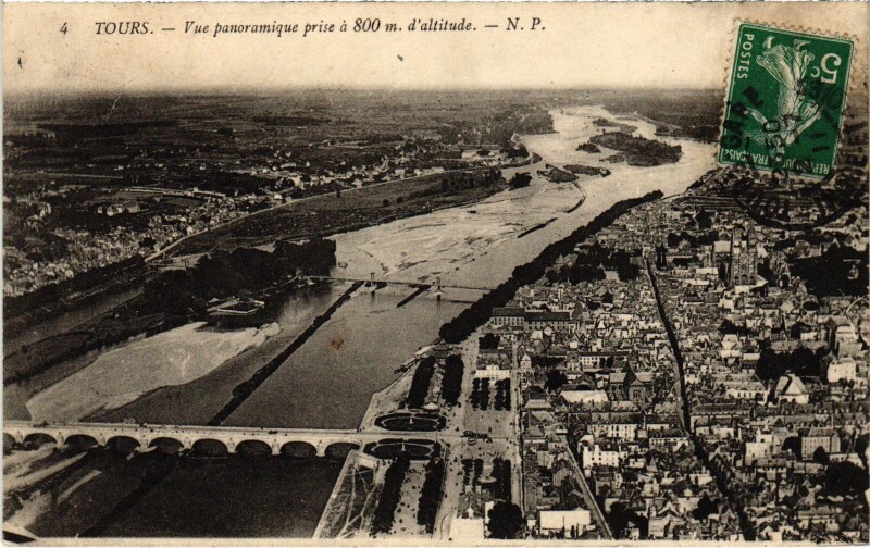 Carte postale ancienne Tours vue panoramique à Tours