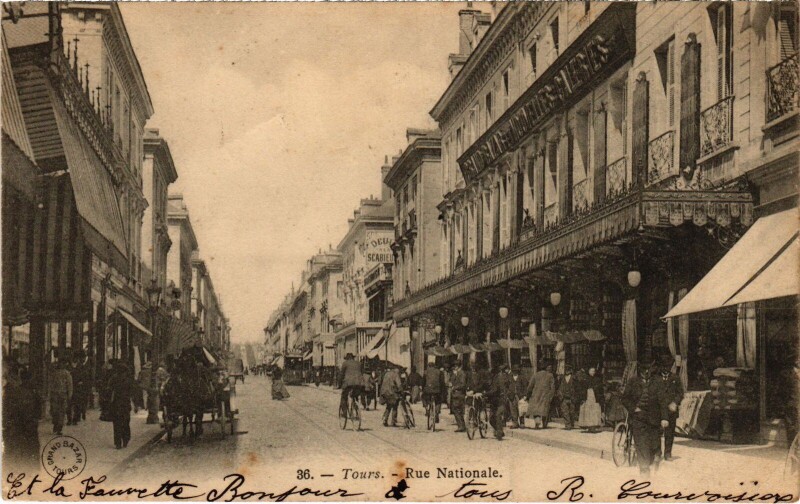 Carte postale ancienne Tours Rue Nationale à Tours