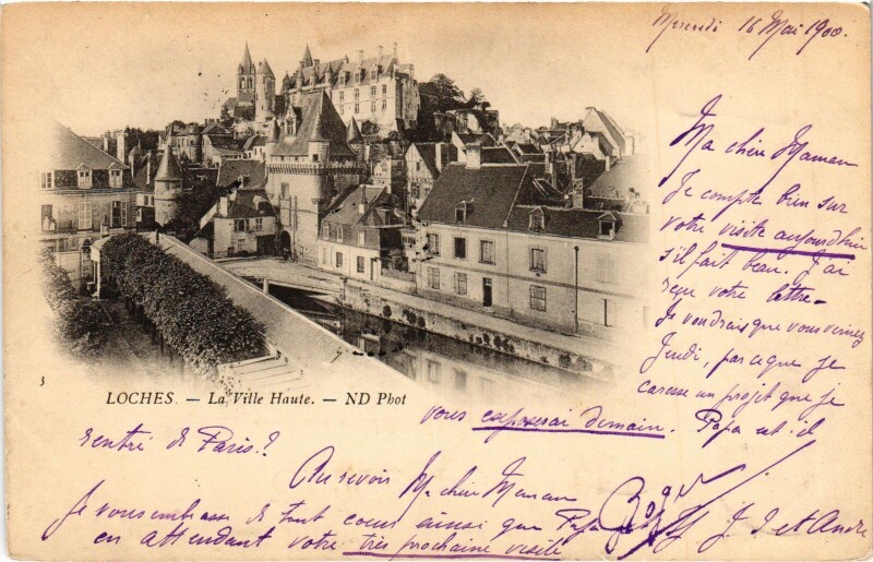 Carte postale ancienne Loches Ville Haute à Loches