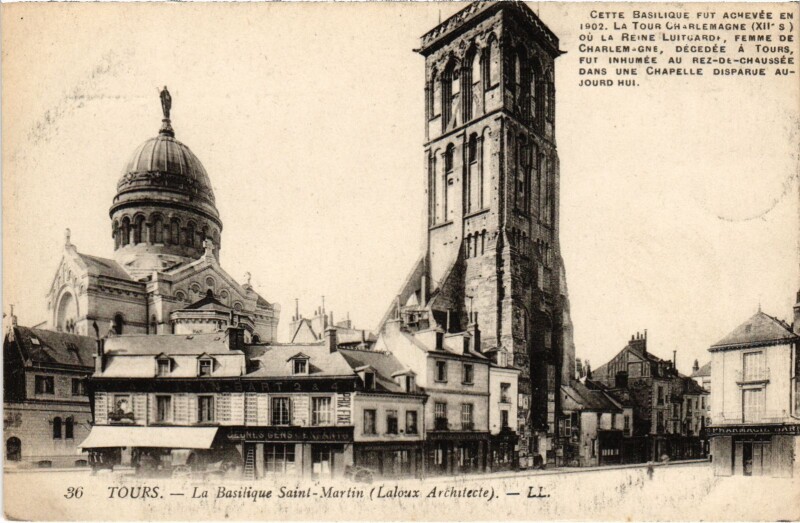 Carte postale ancienne Tours Basilique Saint-Martin à Tours