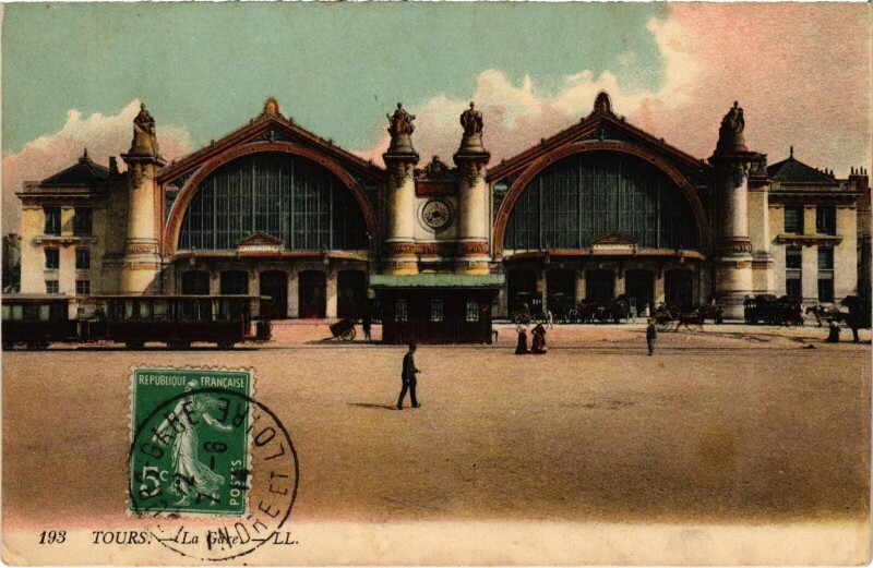 Carte postale ancienne Tours La Gare à Tours