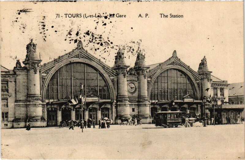 Carte postale ancienne Tours La Gare à Tours