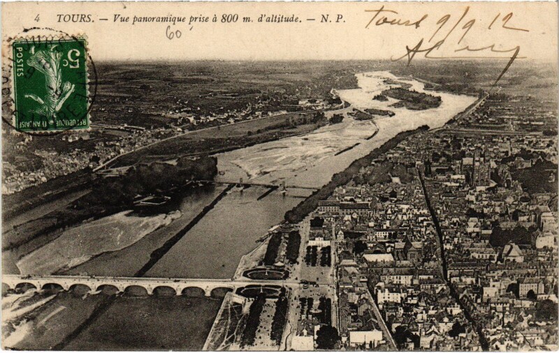 Carte postale ancienne Tours vue panoramique à Tours