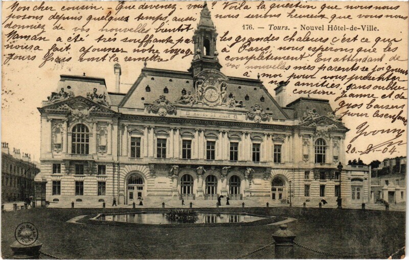 Carte postale ancienne Tours Hotel de Ville à Tours