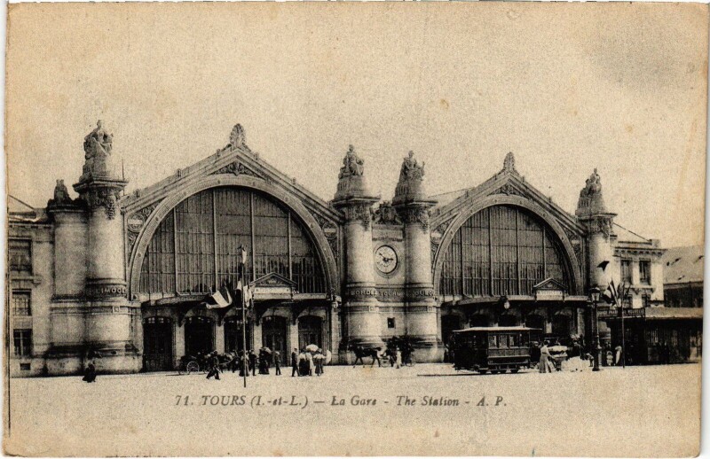 Carte postale ancienne Tours La Gare à Tours