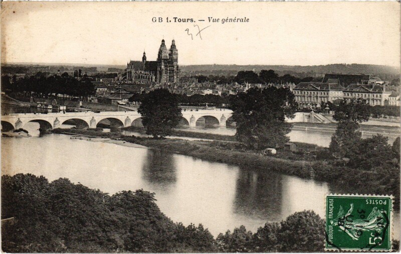 Carte postale ancienne Tours vue generale à Tours