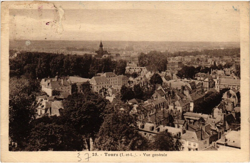 Carte postale ancienne Tours vue generale à Tours