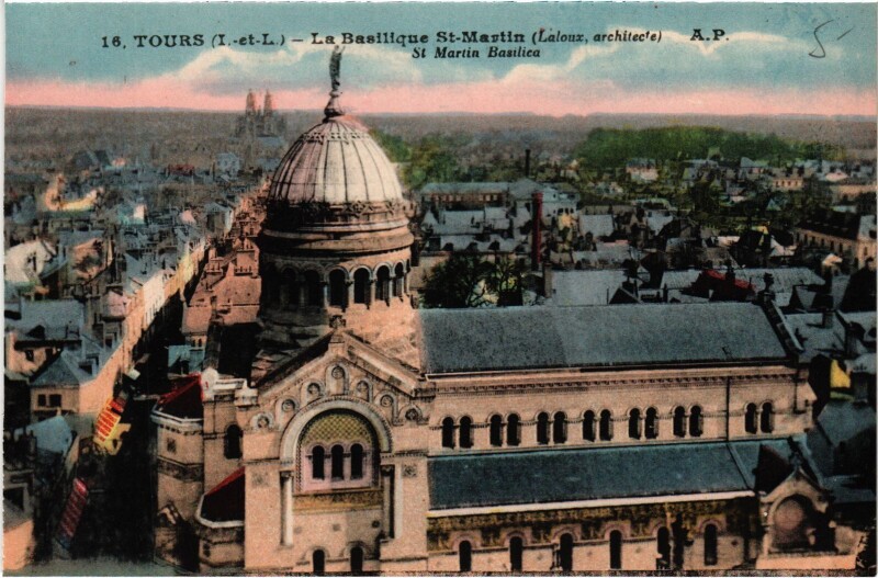Carte postale ancienne Tours Basilique Saint-Martin à Tours