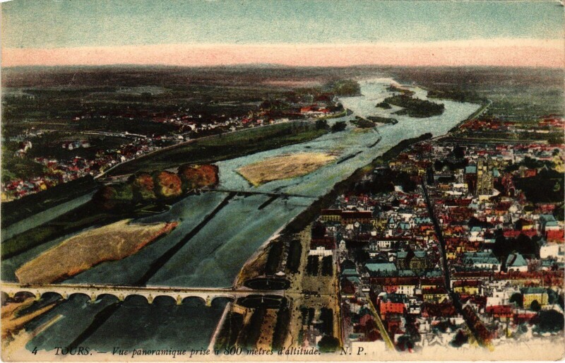 Carte postale ancienne Tours vue panoramique à Tours