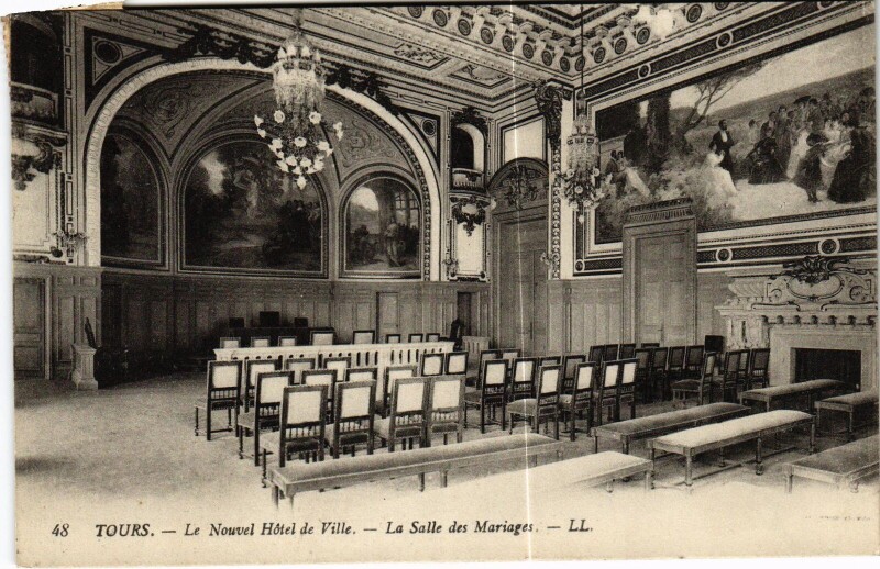 Carte postale ancienne Tours Hotel de Ville Salle des Mariages à Tours