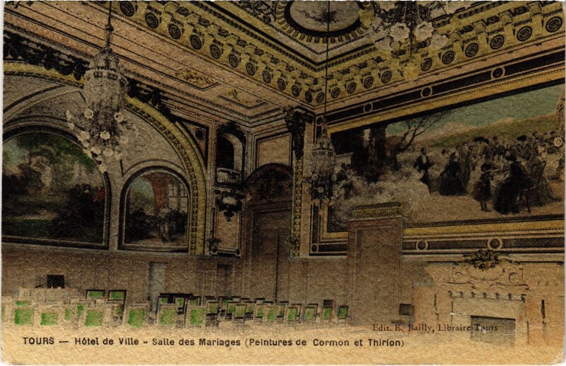 Carte postale ancienne Tours Hotel de Ville Salle des Mariages à Tours
