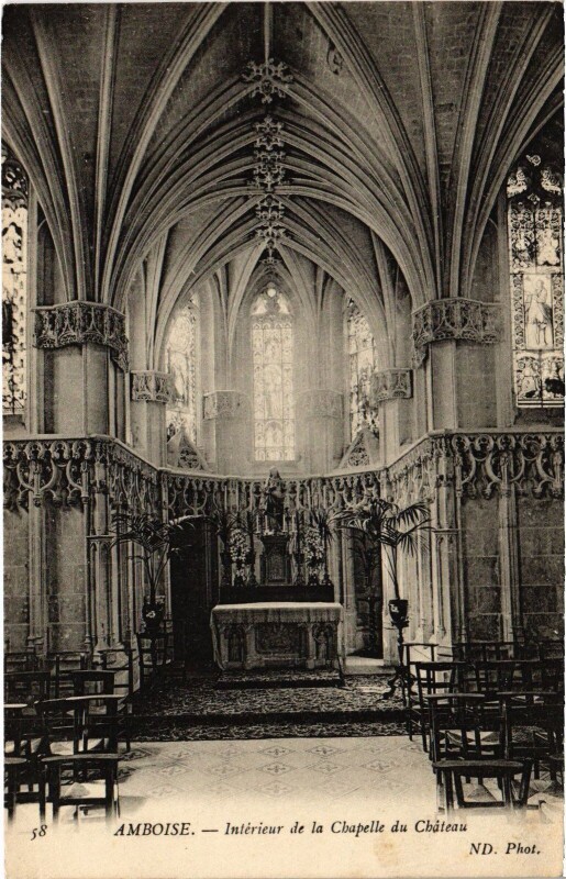 Carte postale ancienne Amboise Chapelle du Chateau interieur à Amboise