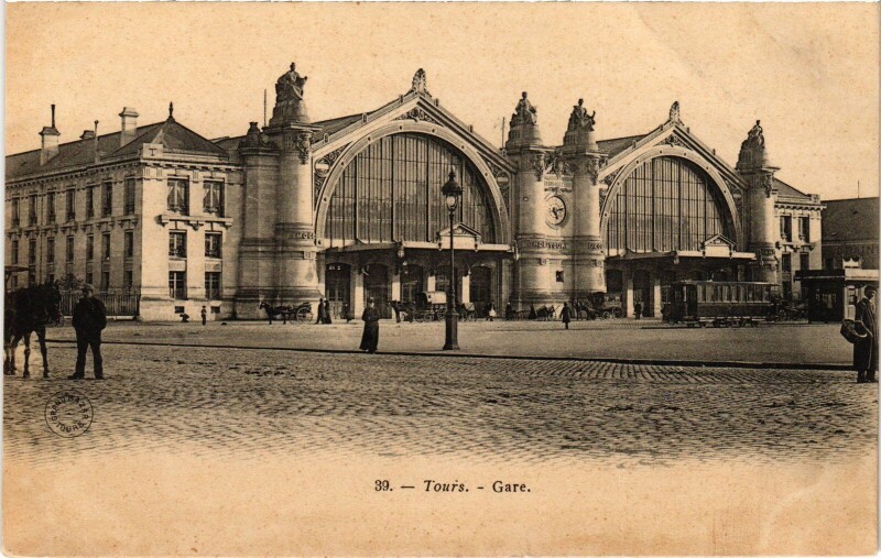 Carte postale ancienne Tours la Gare à Tours