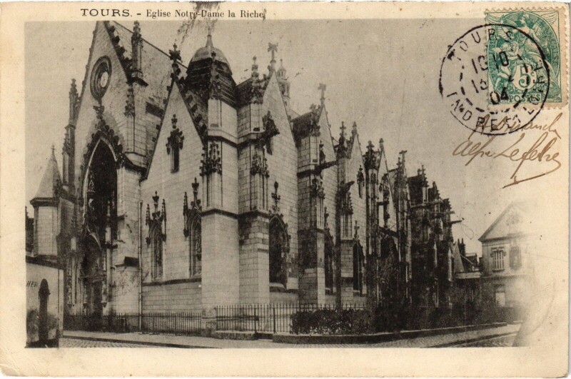 Carte postale ancienne Tours Eglise Notre Dame la Riche à La Riche