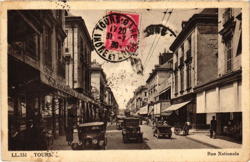 Carte postale ancienne Tours Rue Nationale à Tours