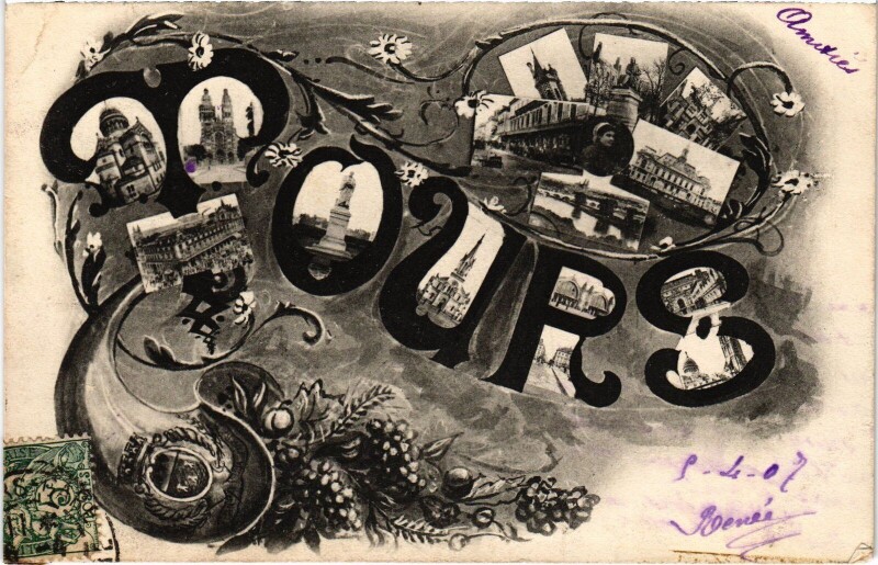 Carte postale ancienne Tours souvenir à Tours