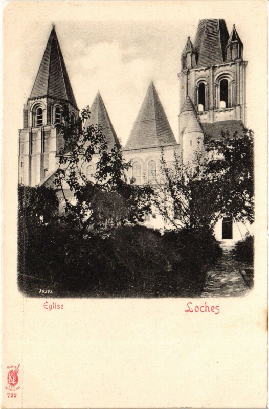 Carte postale ancienne Loches Eglise à Loches