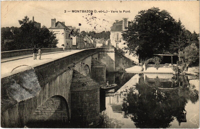 Carte postale ancienne Montbazon vers le Pont à Montbazon