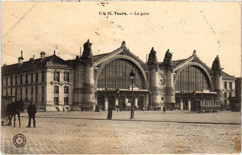 Carte postale ancienne Tours la Gare à Tours