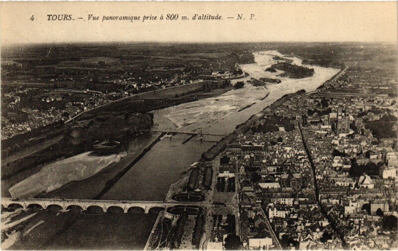 Carte postale ancienne Tours vue panoramique à Tours
