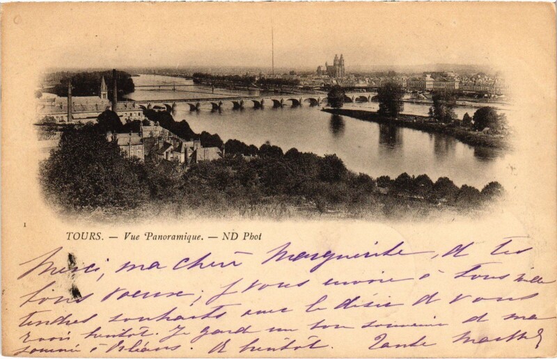 Carte postale ancienne Tours vue panoramique à Tours