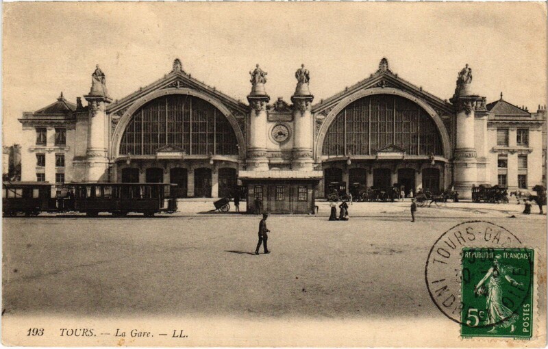 Carte postale ancienne Tours la Gare à Tours