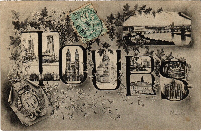 Carte postale ancienne Tours souvenir à Tours