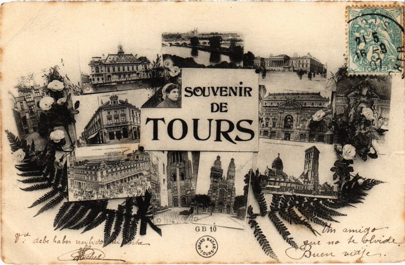 Carte postale ancienne Tours souvenir à Tours