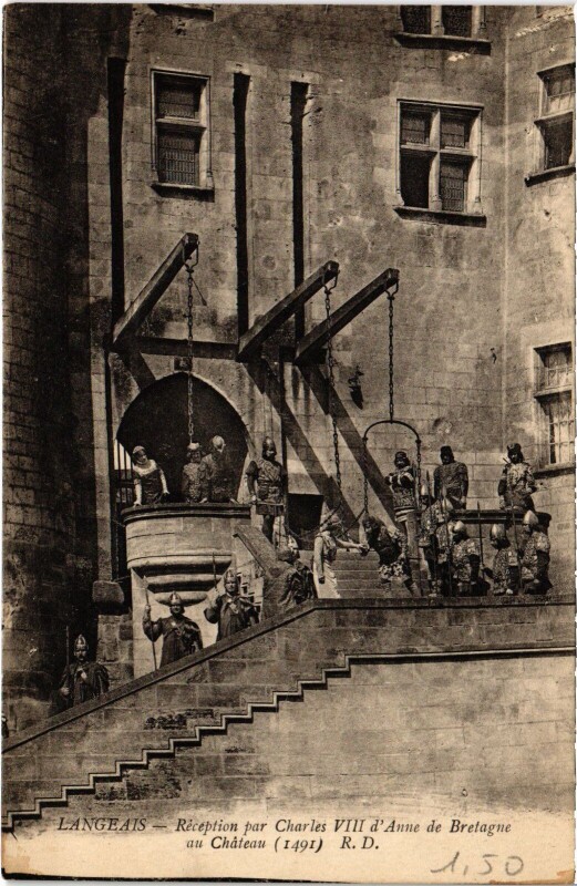 Carte postale ancienne Langeais Reception par Charles Viii à Langeais