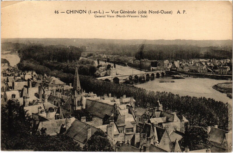 Carte postale ancienne Chinon vue generale à Chinon