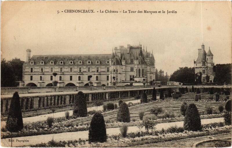 Carte postale ancienne Chenonceaux le Chateau Tour des Marques à Chenonceaux