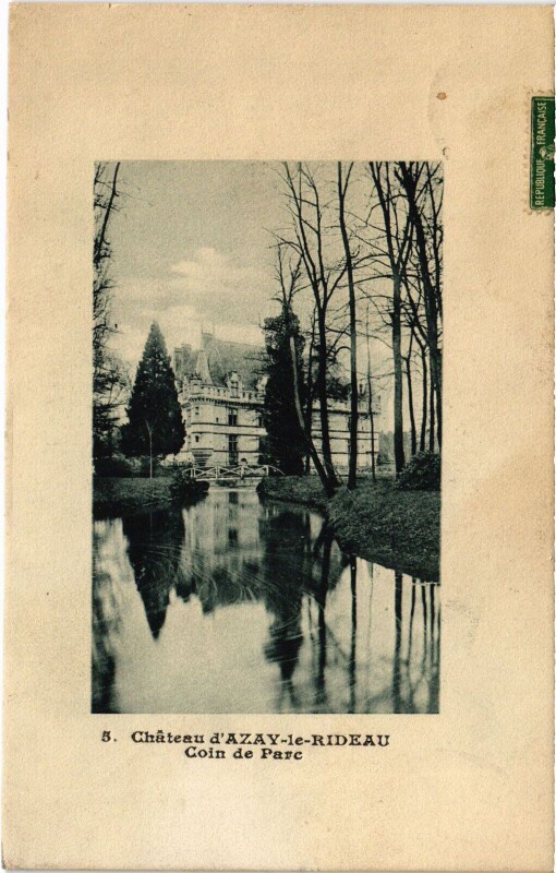 Carte postale ancienne Azay le Rideau le Chateau coin du parc à Azay-le-Rideau