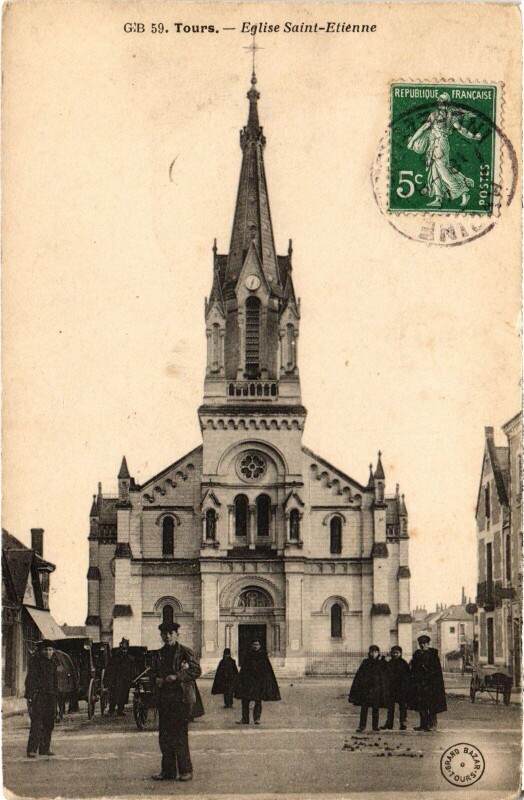 Carte postale ancienne Tours Eglise Saint-Etienne à Tours