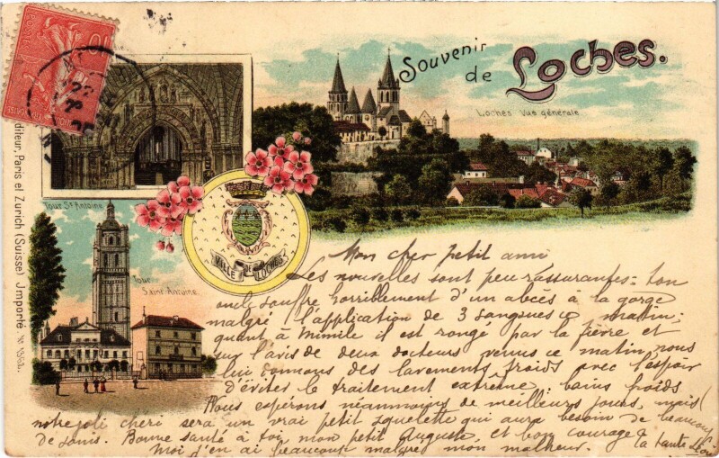 Carte postale ancienne Loches souvenir à Loches