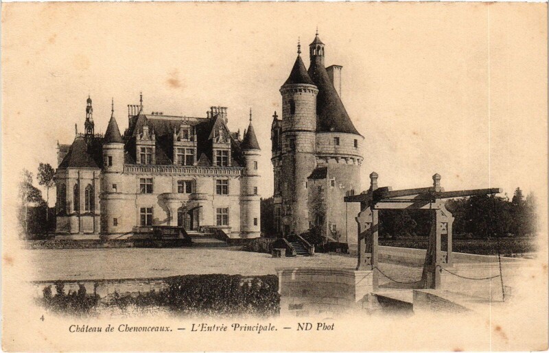 Carte postale ancienne Chenonceaux le Chateau entree principale à Chenonceaux