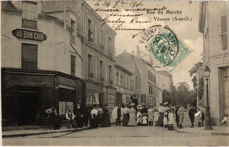 Carte postale ancienne Vésinet Rue du Marché