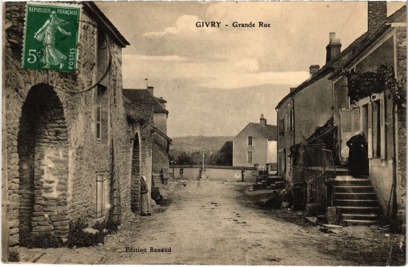 Carte postale ancienne Givry Grande Rue à Givry