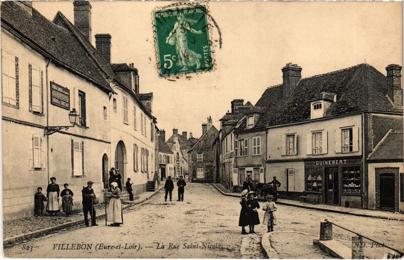 Carte postale ancienne Villebon Rue Saint-Nicolas à Villebon