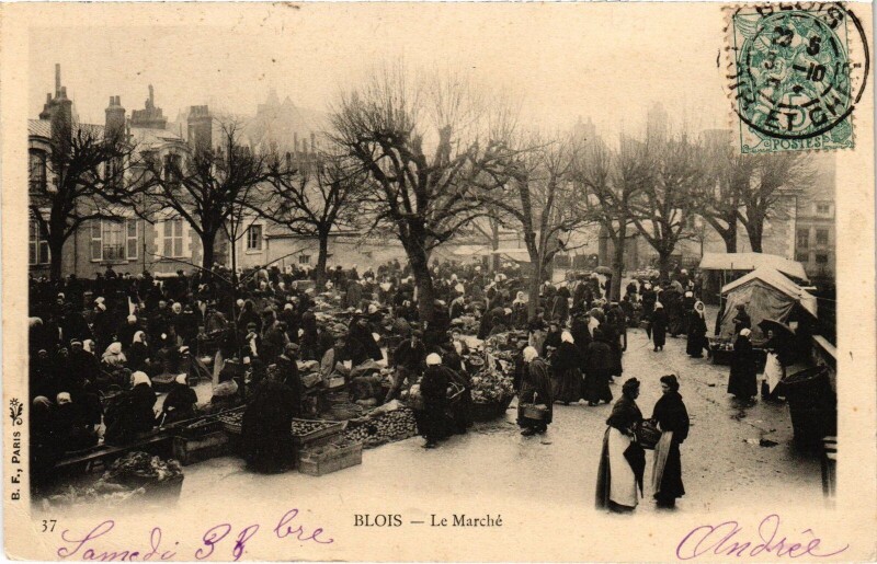 Carte postale ancienne Blois Le Marché à Blois