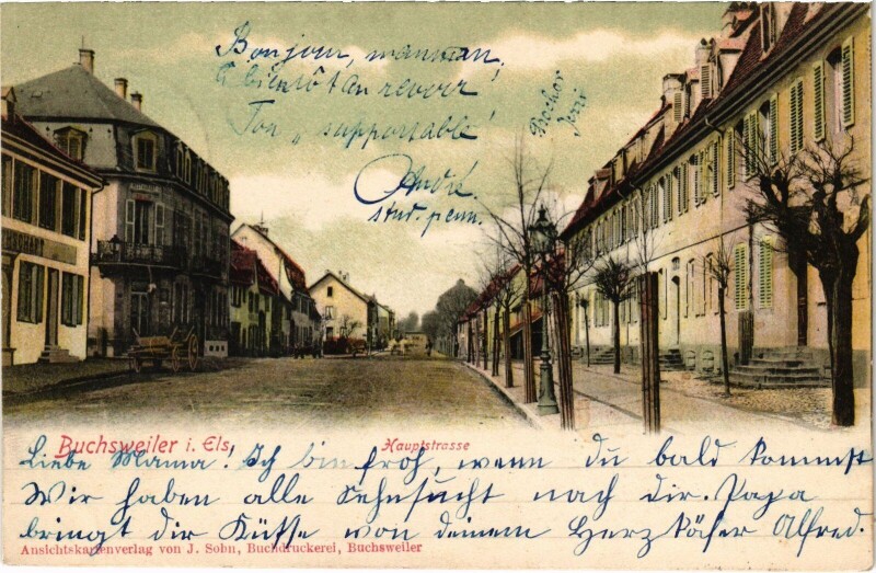 Carte postale ancienne Buchsweiler Hauptstrasse