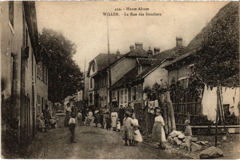 Carte postale ancienne Willer Rue des BOuchers à Willer