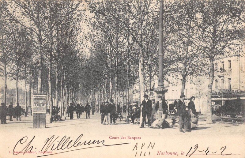 Carte postale ancienne Narbonne - Cours Des Barques à Arques