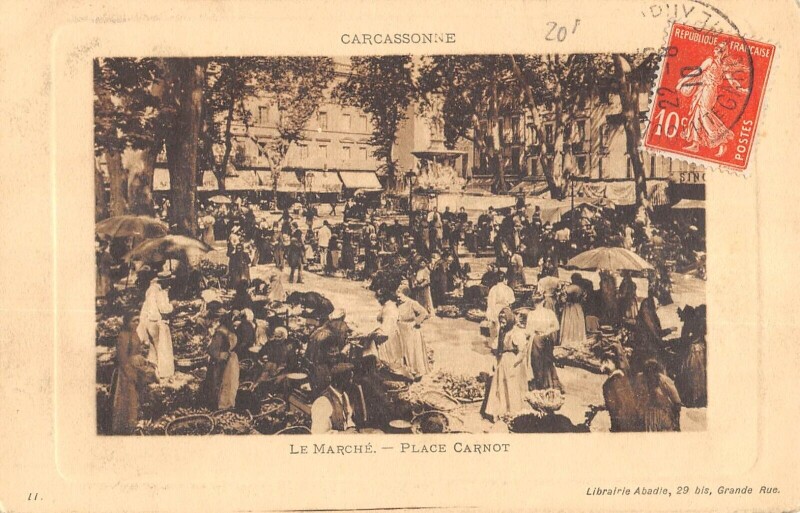 Carte postale ancienne Carcassonne - Place Carnot à Carcassonne