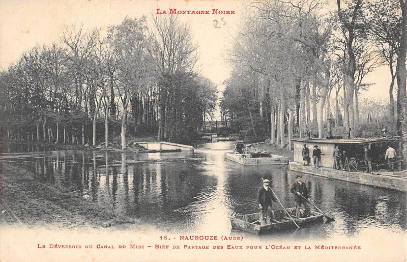Carte postale ancienne Naurouze - Deversoir Du Canal Du Midi