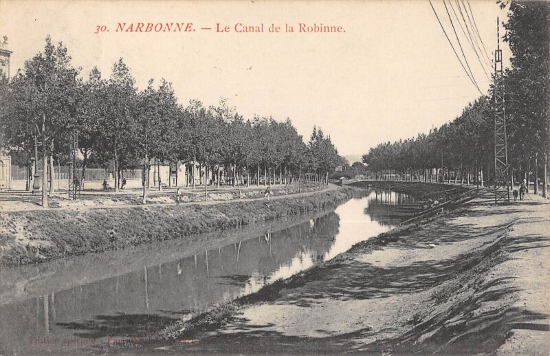 Carte postale ancienne Narbonne - Le Canal De La Robine à Narbonne