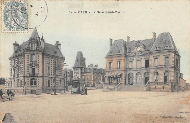 Carte postale ancienne Caen - La Gare Saint Martin
