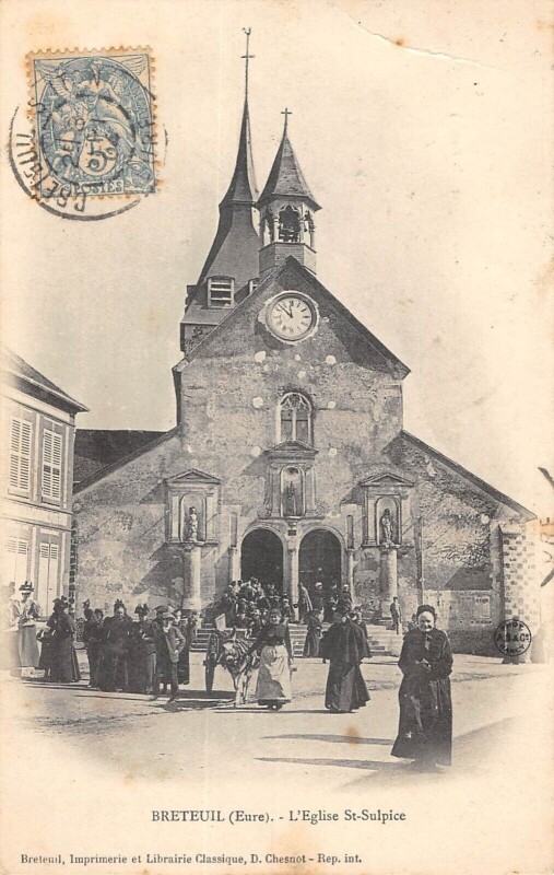 Carte postale ancienne Breteuil - Eglise Saint Sulpice à Breteuil