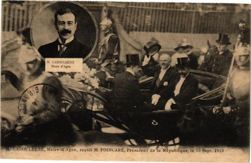 Carte postale ancienne Maire d'Agen - Receprtion du President
